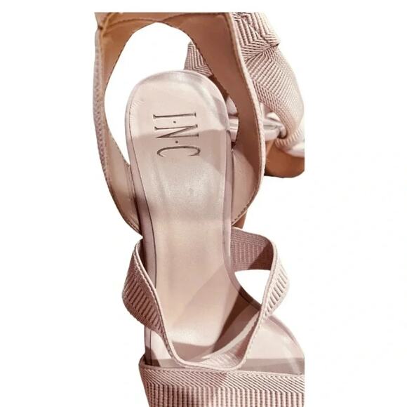 INC  Ribbed Elastic Strap Roesia Round Toe Block Heel Slip On Sandals Size 8.5 - Picture 7 of 9